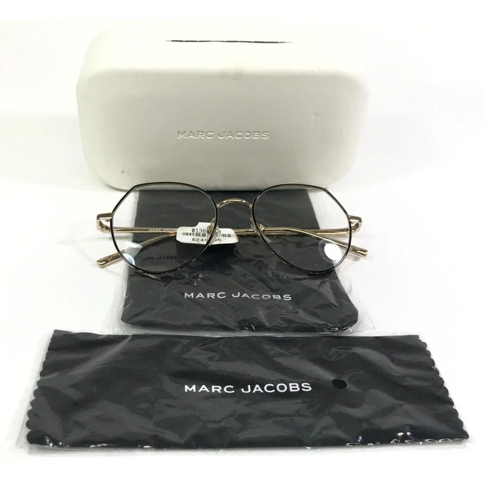 Marc Jacobs Eyeglasses Frames 475 2M2 Black Gold Round Full Rim 52-18-140